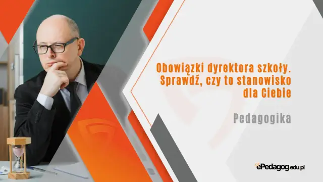 Zamyślony mężczyzna w garniturze, z okularami, zastanawia się nad obowiązkami dyrektora szkoły. Czy to stanowisko dla Ciebie?